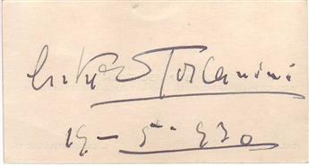 (MUSICIANS.) Group of 7 items, each signed: Arturo Toscanini * Richard Strauss * Bruno Walter (5).